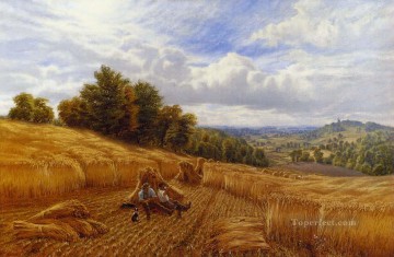 Alfred Glendening Painting - Resting From The Harvest landscape Alfred Glendening